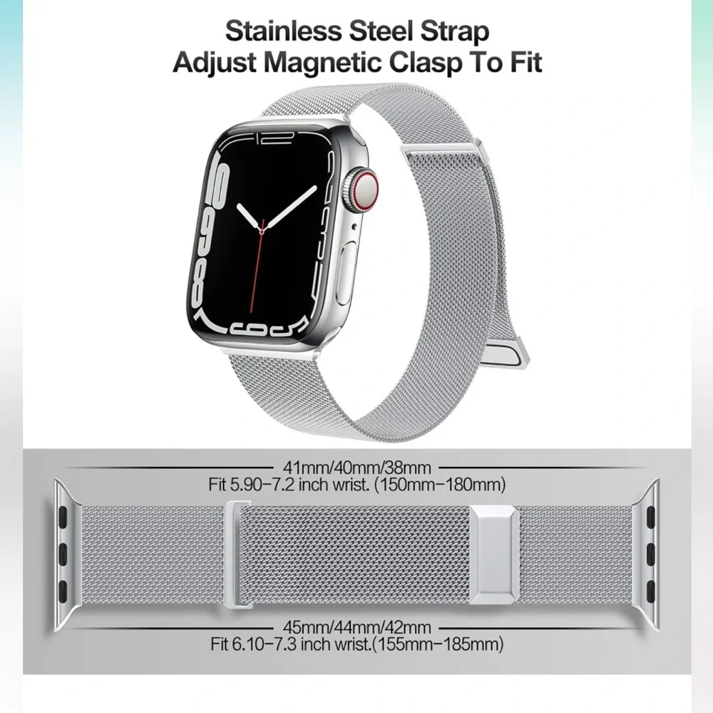 Stainless Steal Magnetic Clasp Mesh Loop Apple Smart Watch Unisex Band, NEW
